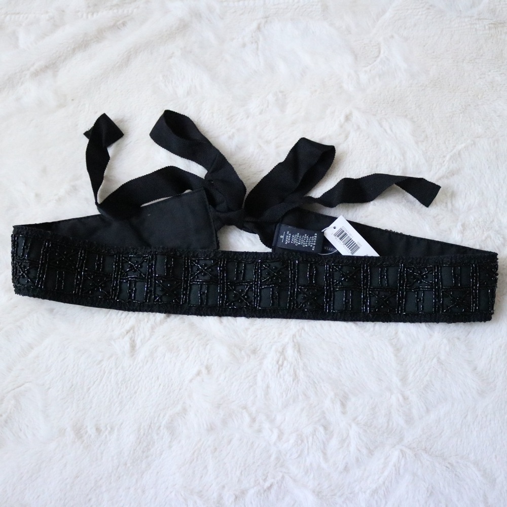 Banana Republic Black Beaded Tie-On Statement Belt